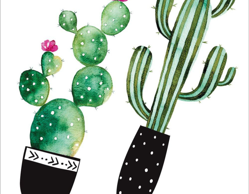 Watercolour Cactus αυτοκόλλητα τοίχου βινυλίου (54114)