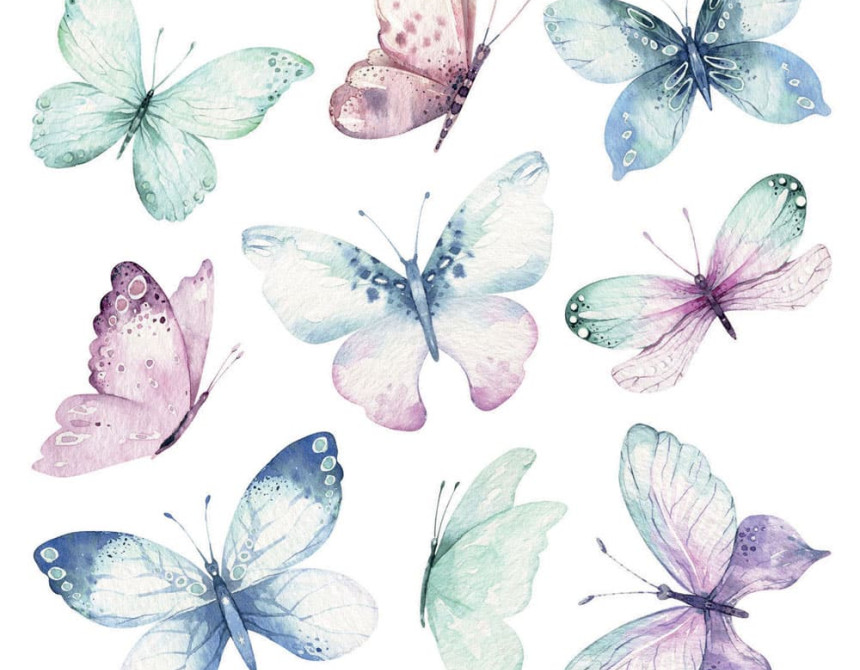 Watercolour Butterflies αυτοκόλλητα τοίχου βινυλίου M (54117)
