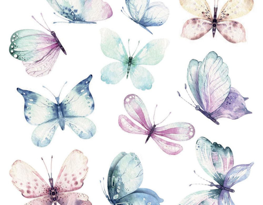 Watercolour Butterflies αυτοκόλλητα τοίχου βινυλίου M (54117)