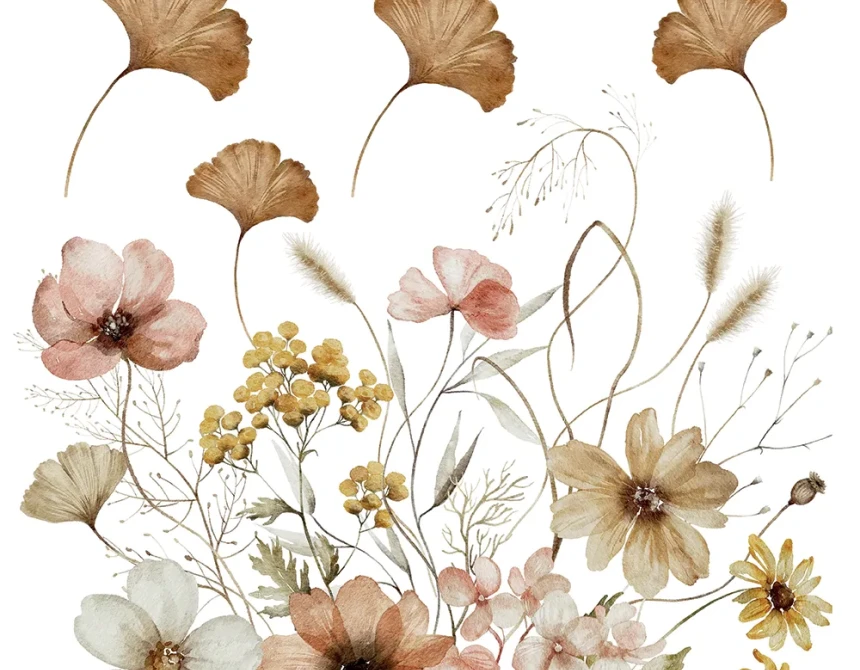 Beige Field Flowers αυτοκόλλητα τοίχου (54123)