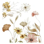 Beige Field Flowers αυτοκόλλητα τοίχου (54123)