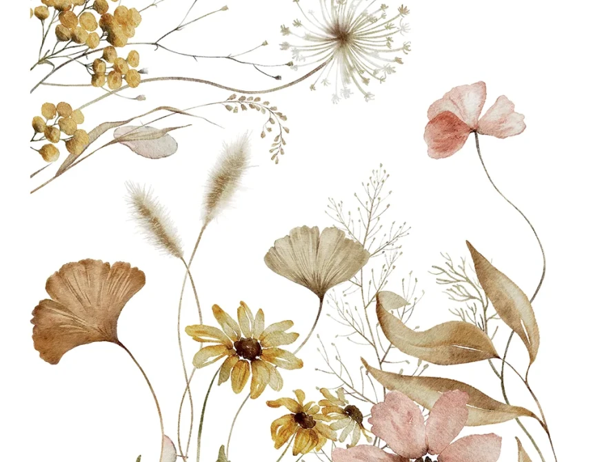 Beige Field Flowers αυτοκόλλητα τοίχου (54123)