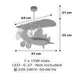 Snoopy airplane κρεμαστό φωτιστικό οροφής (54302)