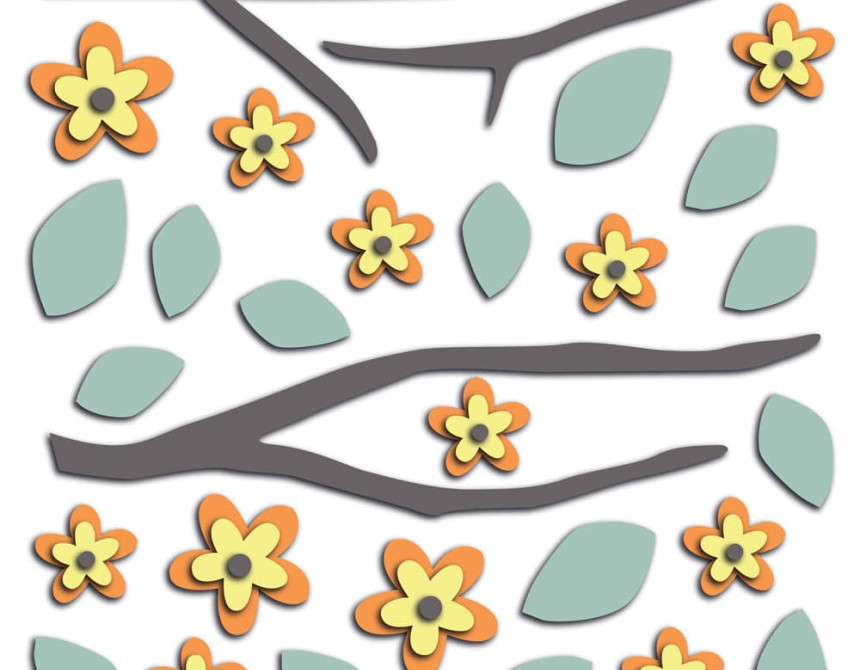 Yellow Branch αφρώδη αυτοκόλλητα τοίχου  M (54514)
