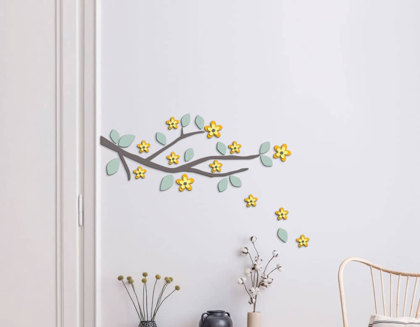 Yellow Branch αφρώδη αυτοκόλλητα τοίχου  M (54514)