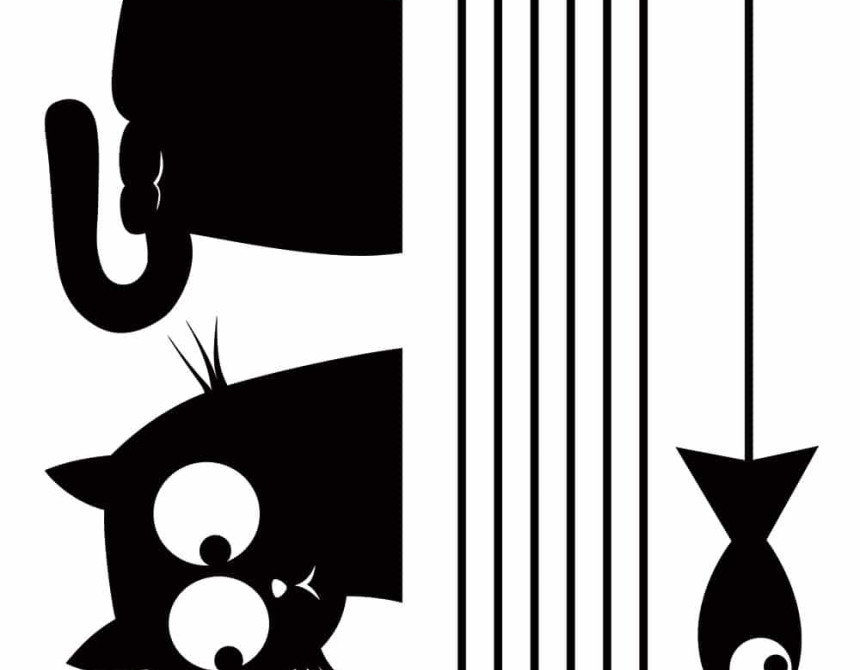 Cat & Fish αυτοκόλλητα τοίχου βινυλίου S (59159)