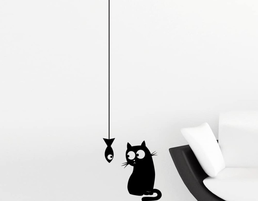 Cat & Fish αυτοκόλλητα τοίχου βινυλίου S (59159)