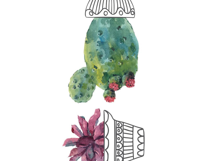 Cactus Vases αυτοκόλλητα τοίχου βινυλίου (59181)
