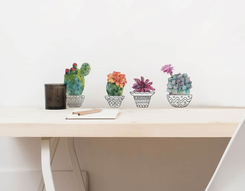 Cactus Vases αυτοκόλλητα τοίχου βινυλίου (59181)