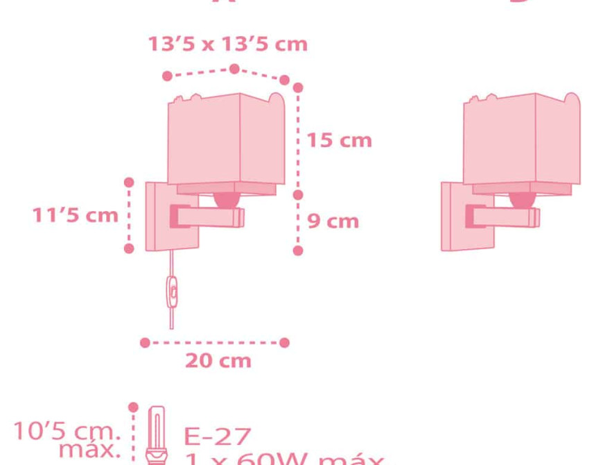 Baby Jungle Pink απλίκα τοίχου διπλού τοιχώματος (63119S)
