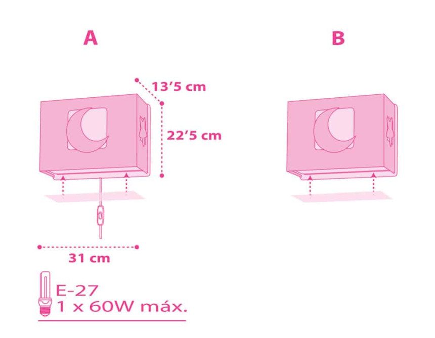MoonLight Pink απλίκα τοίχου διπλού τοιχώματος (63238S)