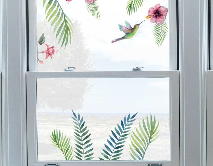 Tropical Flowers αυτοκόλλητα βινυλίου για τζάμι (64017)