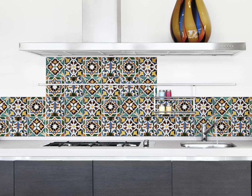 Green Tiles μπορντούρα προστασίας τοίχων κουζίνας (67113)