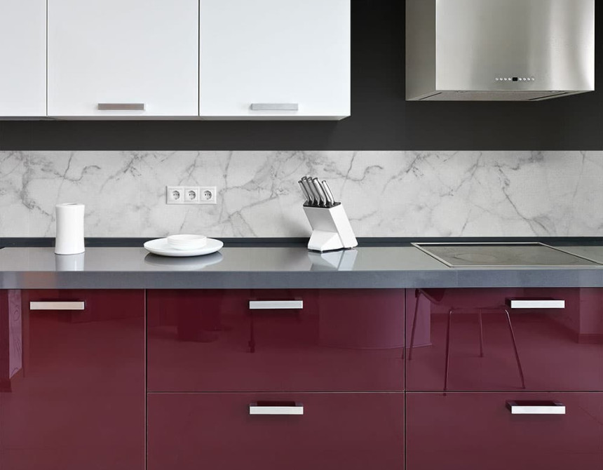 White Marble μπορντούρα προστασίας τοίχων κουζίνας (67118)