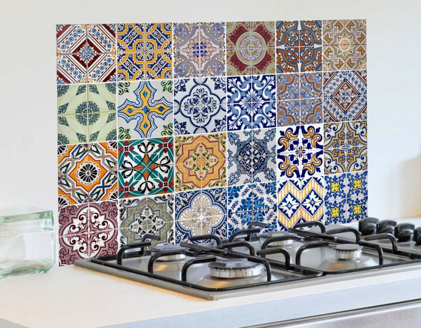 Azulejos L πλάτη προστασίας τοίχου εστιών κουζίνας (67202)