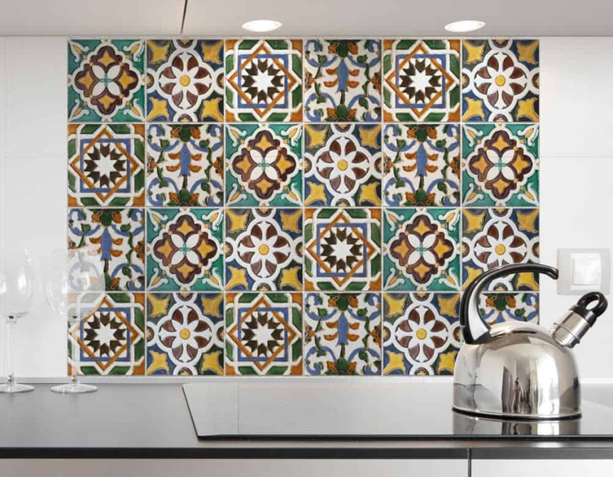 Green Tiles L πλάτη προστασίας τοίχου εστιών κουζίνας (67210)