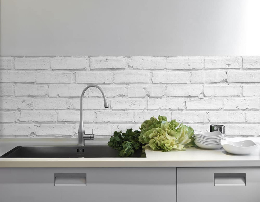 White Bricks πλάτη προστασίας τοίχων κουζίνας και μπάνιου (67319)