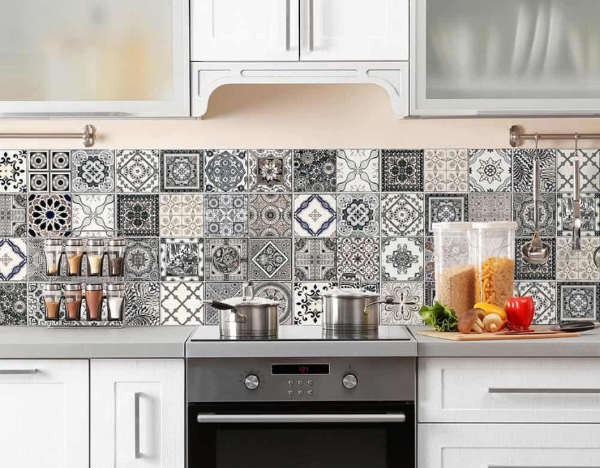 Azulejos Vintage πλάτη προστασίας τοίχων κουζίνας και μπάνιου (67321)