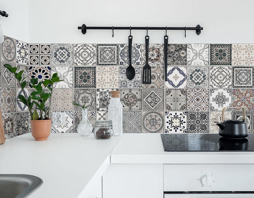 Azulejos Vintage πλάτη προστασίας τοίχων κουζίνας και μπάνιου (67321)