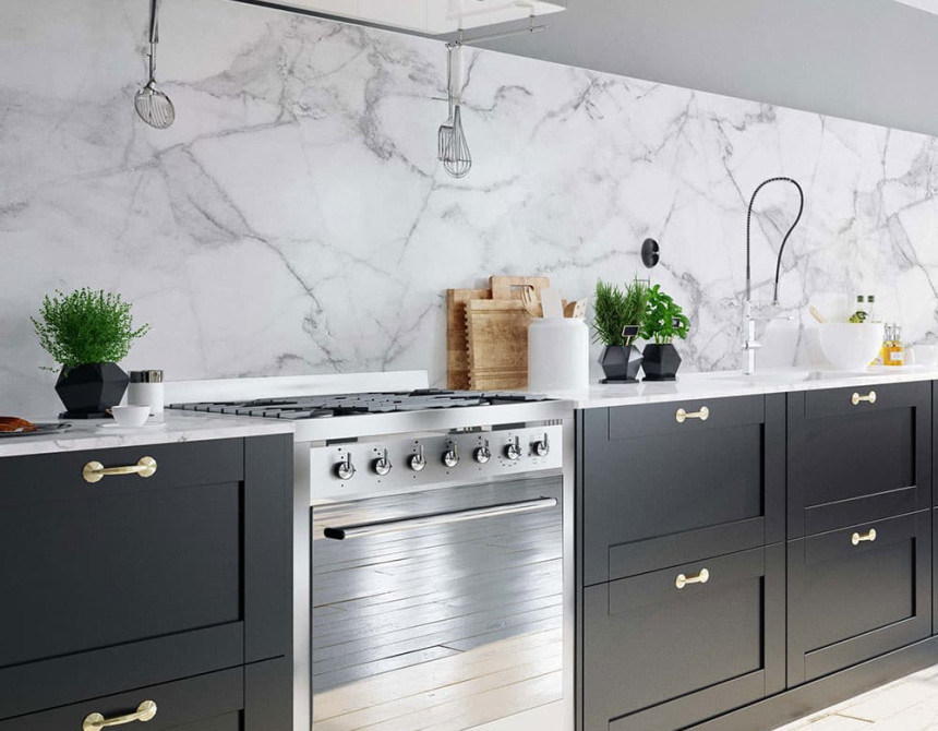 White Marble πλάτη προστασίας τοίχων κουζίνας και μπάνιου (67323)