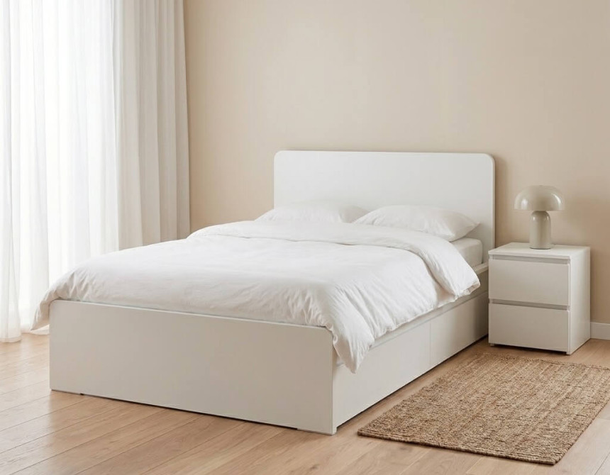 Ημίδιπλο Κρεβάτι NEST (για στρώμα 100x200cm) Λευκό