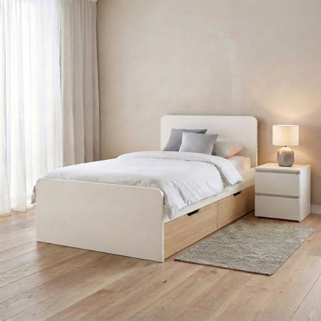 Κρεβάτι Όμηρος Μονό Ξύλο οξια για στρώμα 90x190cm
