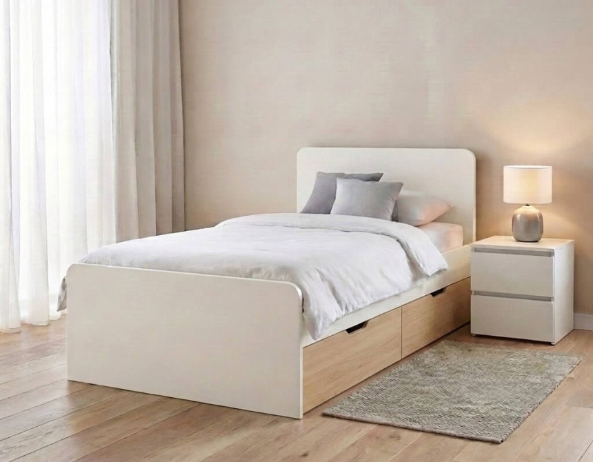 Κρεβάτι Όμηρος Μονό Ξύλο οξια για στρώμα 90x190cm