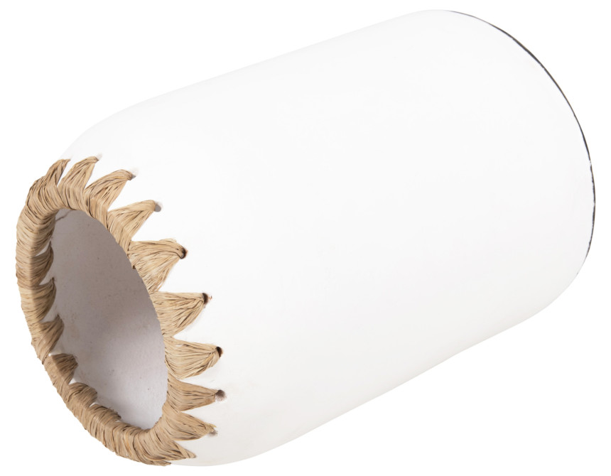 ΔΙΑΚΟΣΜΗΤΙΚΟ ΒΑΖΟ HM4377 ΤΕΡΑΚΟΤΑ ΣΕ ΛΕΥΚΟ ΜΕ ΠΛΕΞΗ ΨΑΘΑΣ ΣΤΟ ΣΤΟΜΙΟ Φ21Χ32εκ.