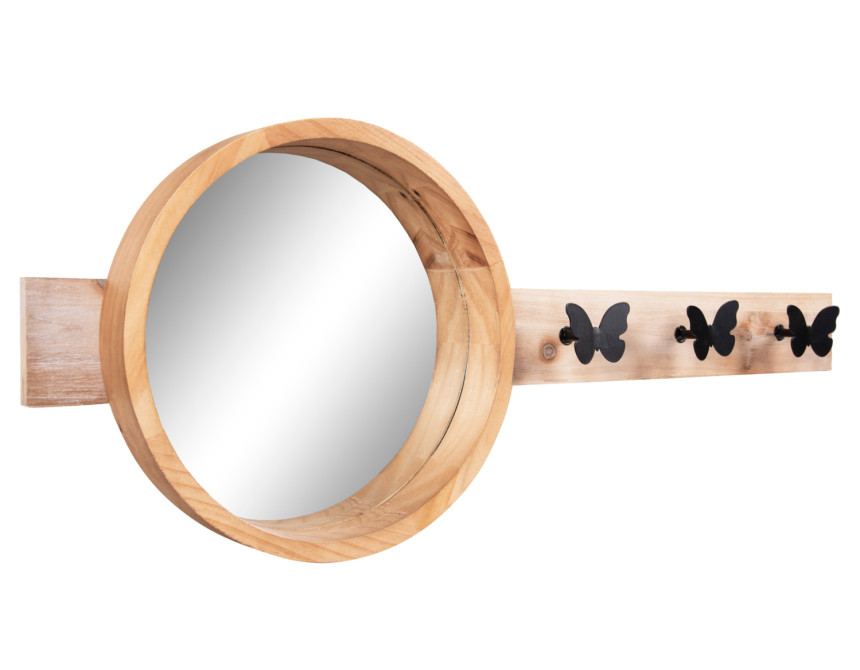 ΚΑΘΡΕΠΤΗΣ ΤΟΙΧΟΥ ΣΤΡΟΓΓΥΛΟΣ SCUTTLE HM4222 FIR WOOD&MDF-BLACK METAL 80x6,5x30,5Υεκ.