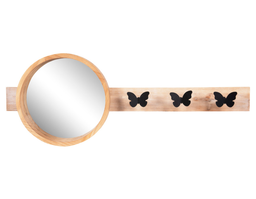ΚΑΘΡΕΠΤΗΣ ΤΟΙΧΟΥ ΣΤΡΟΓΓΥΛΟΣ SCUTTLE HM4222 FIR WOOD&MDF-BLACK METAL 80x6,5x30,5Υεκ.