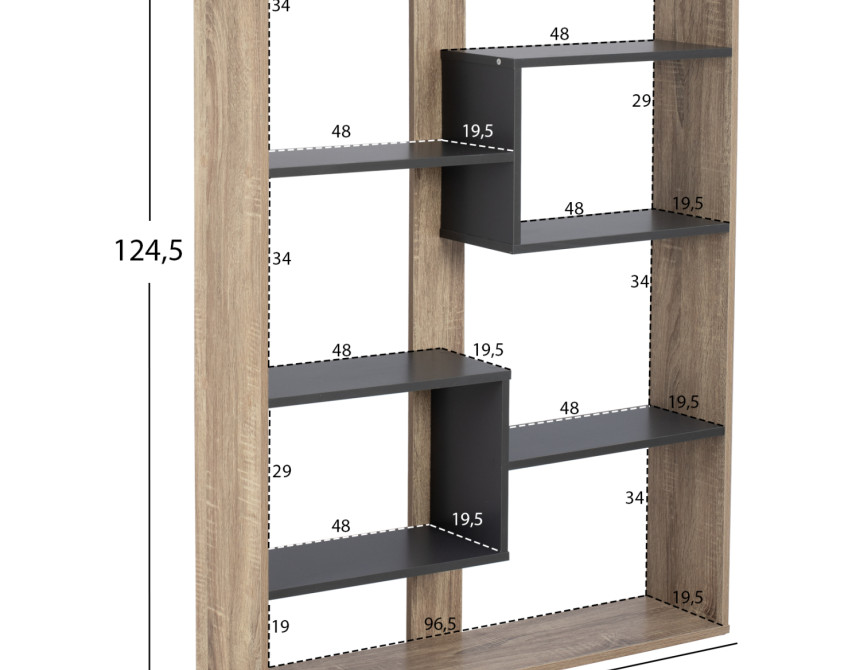 ΒΙΒΛΙΟΘΗΚΗ MARCELINE HM8772.02 100Χ21Χ124,5 ΓΚΡΙ
