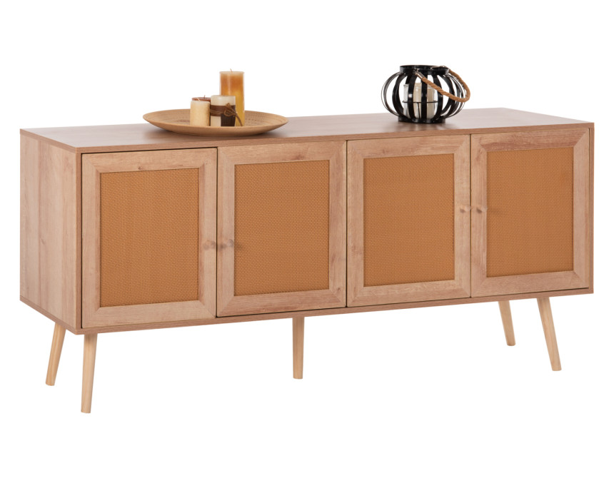 ΜΠΟΥΦΕΣ COLM HM9440.11 ΜΕΛΑΜΙΝΗΣ & ΣΥΝΘΕΤΙΚΟ RATTAN ΣΤΙΣ 4 ΠΟΡΤΕΣ 160x39,5x71Yεκ.
