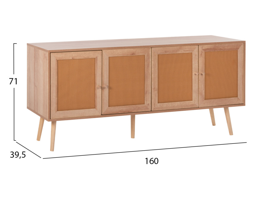 ΜΠΟΥΦΕΣ COLM HM9440.11 ΜΕΛΑΜΙΝΗΣ & ΣΥΝΘΕΤΙΚΟ RATTAN ΣΤΙΣ 4 ΠΟΡΤΕΣ 160x39,5x71Yεκ.