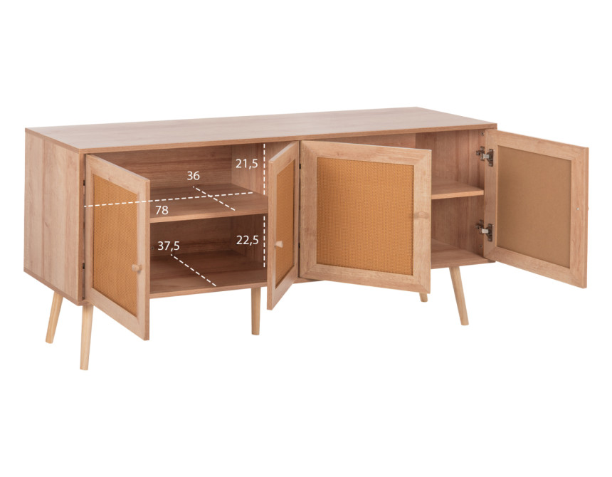 ΜΠΟΥΦΕΣ COLM HM9440.11 ΜΕΛΑΜΙΝΗΣ & ΣΥΝΘΕΤΙΚΟ RATTAN ΣΤΙΣ 4 ΠΟΡΤΕΣ 160x39,5x71Yεκ.