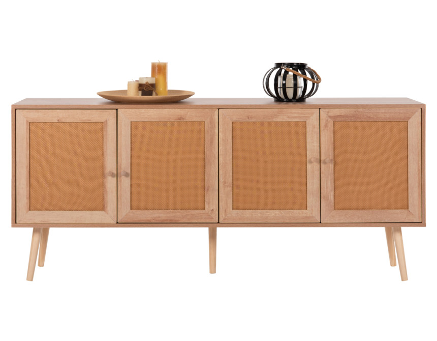 ΜΠΟΥΦΕΣ COLM HM9440.11 ΜΕΛΑΜΙΝΗΣ & ΣΥΝΘΕΤΙΚΟ RATTAN ΣΤΙΣ 4 ΠΟΡΤΕΣ 160x39,5x71Yεκ.