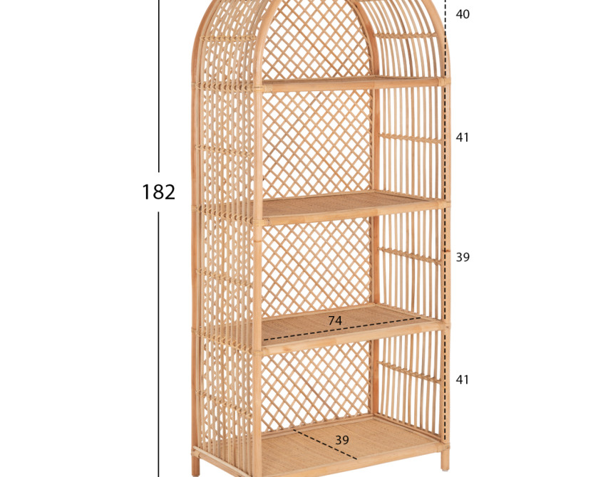 ΒΙΒΛΙΟΘΗΚΗ HM9552 ΑΠΟ ΦΥΣΙΚΟ RATTAN ΣΕ ΦΥΣΙΚΟ ΧΡΩΜΑ 80x40x182Υεκ.