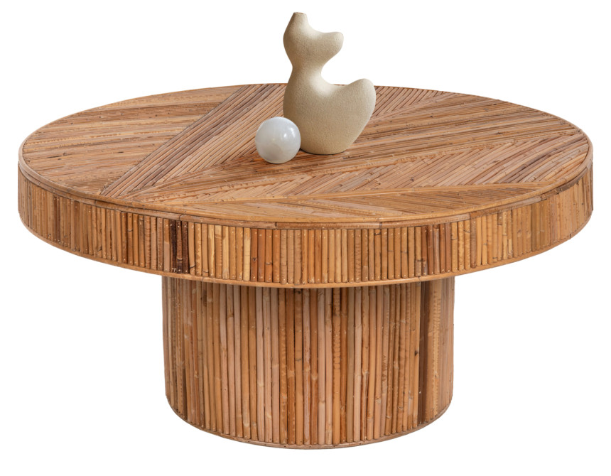 ΤΡΑΠΕΖΙ ΣΑΛΟΝΙΟΥ GATSBY ΣΤΡΟΓΓΥΛΟ HM9651 RATTAN ΧΡΩΜΑ ΦΥΣΙΚΟ Φ100x50Y εκ.
