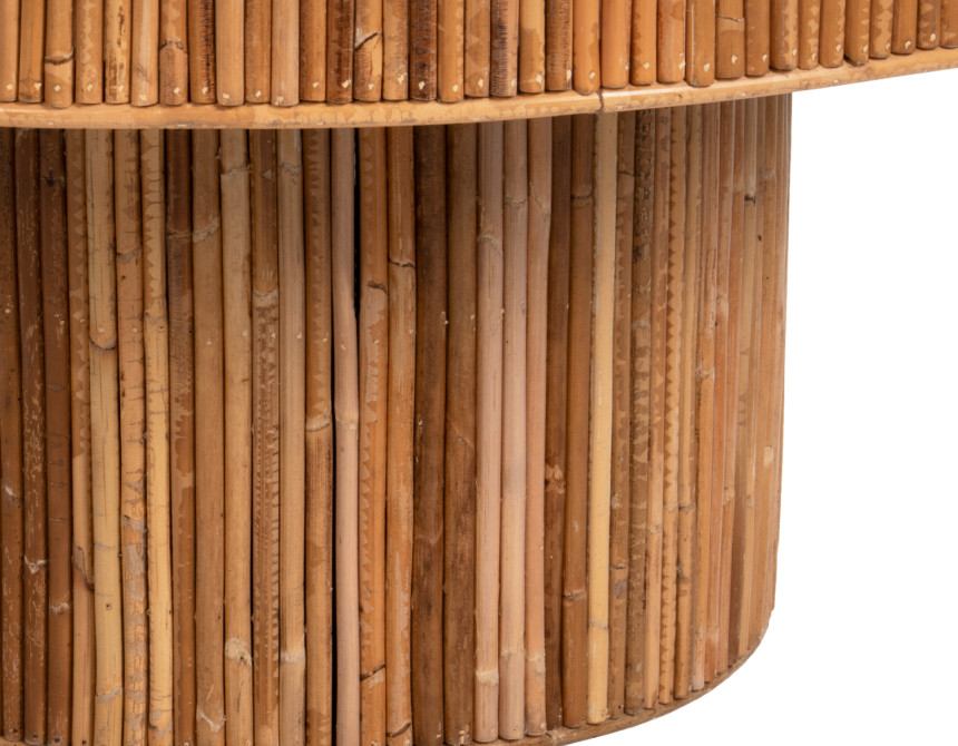 ΤΡΑΠΕΖΙ ΣΑΛΟΝΙΟΥ GATSBY ΣΤΡΟΓΓΥΛΟ HM9651 RATTAN ΧΡΩΜΑ ΦΥΣΙΚΟ Φ100x50Y εκ.