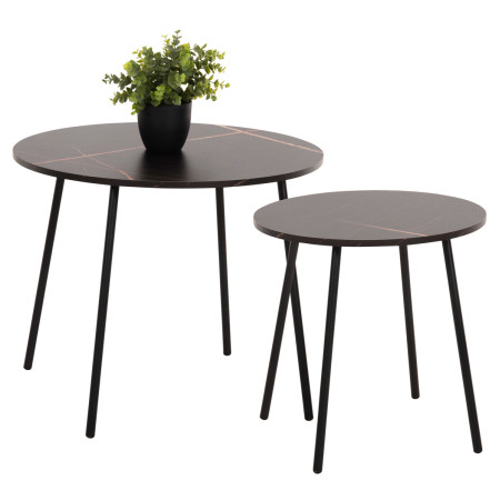 ΤΡΑΠΕΖΙΑ ΣΑΛΟΝΙΟΥ 2ΤΜΧ CUPPER HM9878.13 ΜΕΛΑΜΙΝΗ ΜΑΥΡΟ ΜΑΡΜΑΡΟ-ΜΑΥΡΟ ΜΕΤΑΛΛΟ
