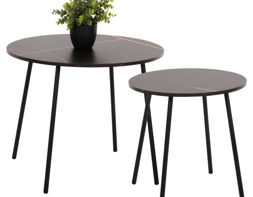ΤΡΑΠΕΖΙΑ ΣΑΛΟΝΙΟΥ 2ΤΜΧ CUPPER HM9878.13 ΜΕΛΑΜΙΝΗ ΜΑΥΡΟ ΜΑΡΜΑΡΟ-ΜΑΥΡΟ ΜΕΤΑΛΛΟ