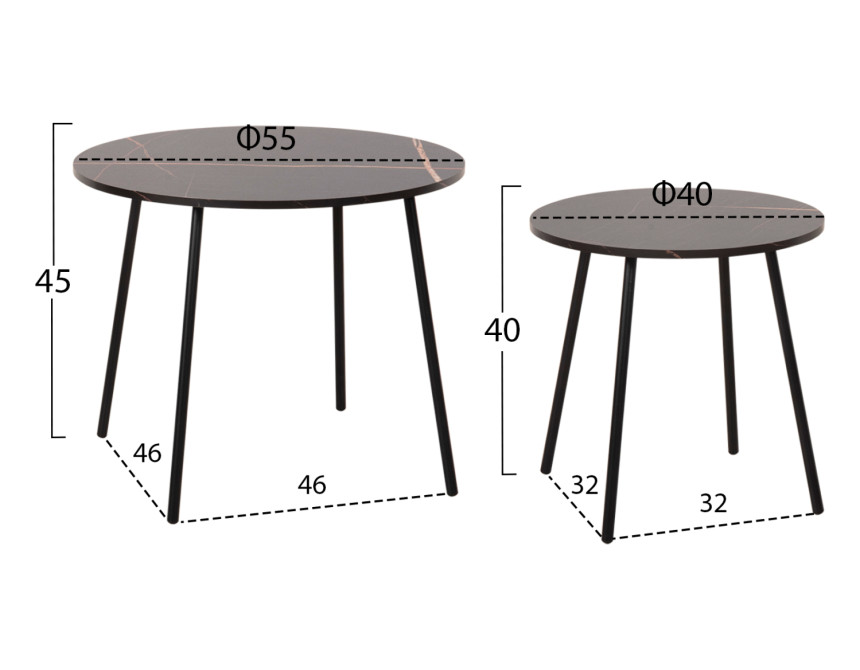 ΤΡΑΠΕΖΙΑ ΣΑΛΟΝΙΟΥ 2ΤΜΧ CUPPER HM9878.13 ΜΕΛΑΜΙΝΗ ΜΑΥΡΟ ΜΑΡΜΑΡΟ-ΜΑΥΡΟ ΜΕΤΑΛΛΟ