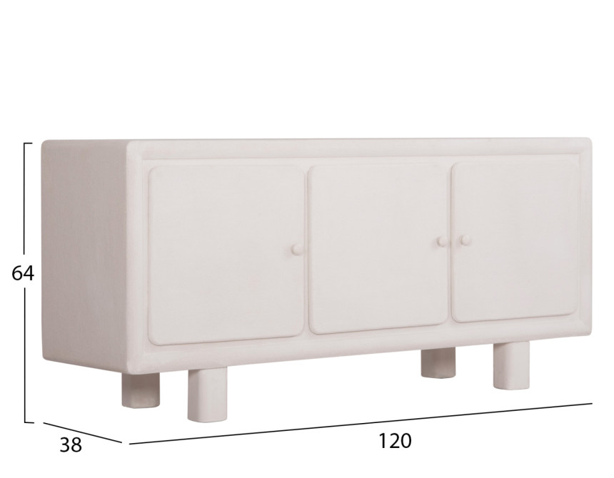 ΜΠΟΥΦΕΣ ΣΕΙΡΑ SANTORINI HM18068 MDF ΣΕ ΥΠΟΛΕΥΚΟ ΧΡΩΜΑ-3 ΠΟΡΤΕΣ 140x38x64Υεκ.