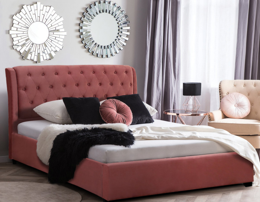ΚΡΕΒΑΤΙ ODALYS 150X200 ΒΕΛΟΥΔΟ ΥΦΑΣΜΑ ΣΑΠΙΟ ΜΗΛΟ HM549.12 164x223x100 εκ.