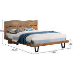 ΚΡΕΒΑΤΙ NICOLE HM8218.11 ΑΠΟ ΜΑΣΙΦ ΞΥΛΟ ΑΚΑΚΙΑΣ 212,5x180x106εκ. ΓΙΑ ΣΤΡΩΜΑ 160Χ200