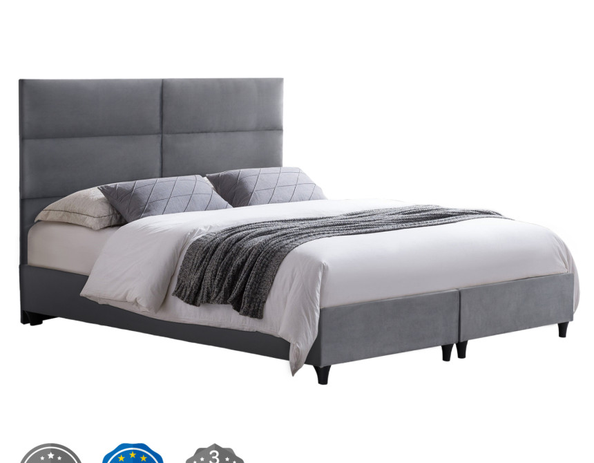 ΚΡΕΒΑΤΙ MILO ΑΠΟ ΓΚΡΙ ΒΕΛΟΥΔΟ HM616.10 ΓΙΑ ΣΤΡΩΜΑ 160x200 EK.