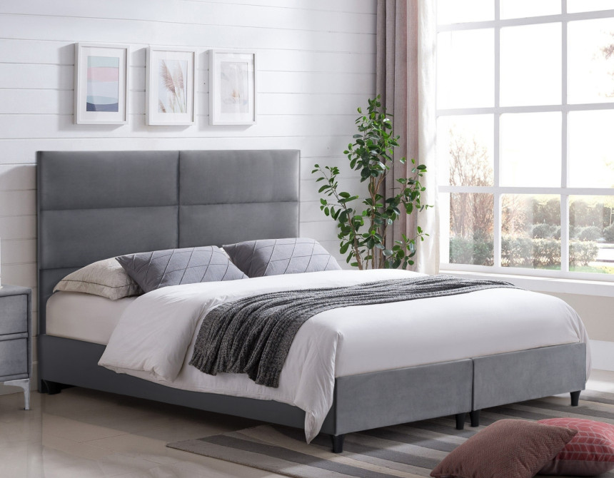 ΚΡΕΒΑΤΙ MILO ΑΠΟ ΓΚΡΙ ΒΕΛΟΥΔΟ HM616.10 ΓΙΑ ΣΤΡΩΜΑ 160x200 EK.
