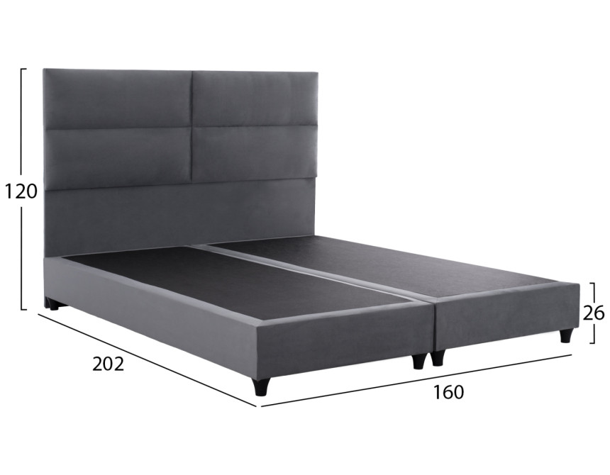 ΚΡΕΒΑΤΙ MILO ΑΠΟ ΓΚΡΙ ΒΕΛΟΥΔΟ HM616.10 ΓΙΑ ΣΤΡΩΜΑ 160x200 EK.