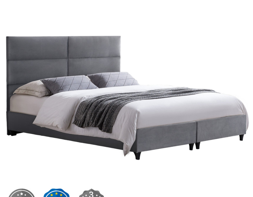 ΚΡΕΒΑΤΙ MILO ΑΠΟ ΓΚΡΙ ΒΕΛΟΥΔΟ HM628.10 ΓΙΑ ΣΤΡΩΜΑ 180x200 εκ.