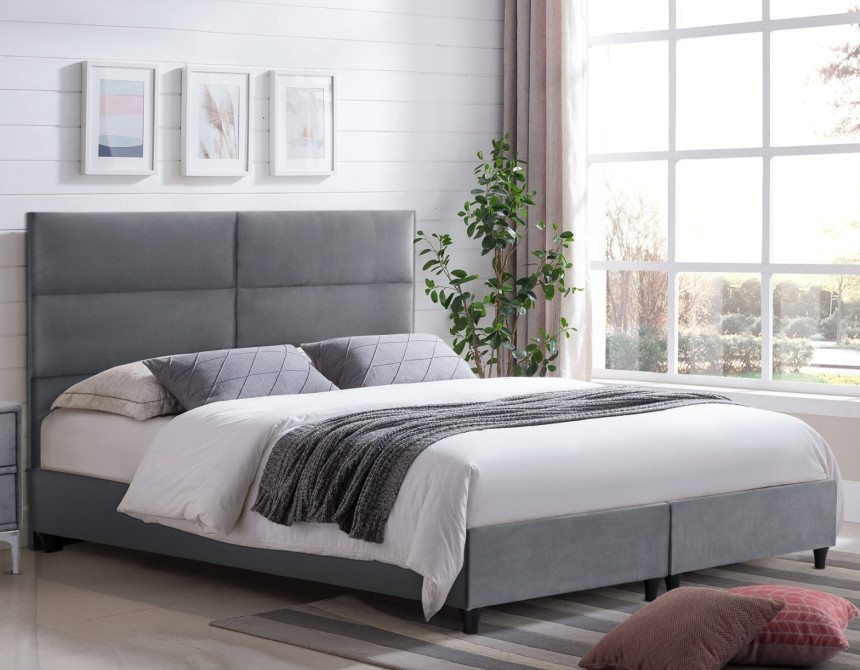 ΚΡΕΒΑΤΙ MILO ΑΠΟ ΓΚΡΙ ΒΕΛΟΥΔΟ HM628.10 ΓΙΑ ΣΤΡΩΜΑ 180x200 εκ.