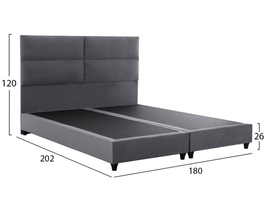 ΚΡΕΒΑΤΙ MILO ΑΠΟ ΓΚΡΙ ΒΕΛΟΥΔΟ HM628.10 ΓΙΑ ΣΤΡΩΜΑ 180x200 εκ.